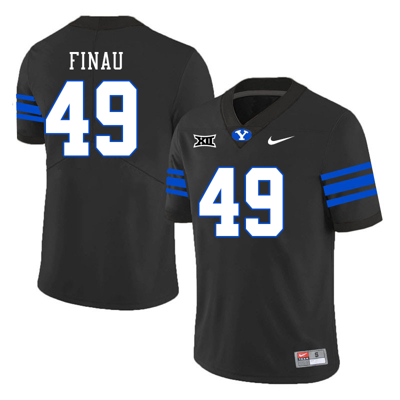 BYU Cougars #49 Lucky Finau Big 12 Conference College Football Jerseys Stitched Sale-Black